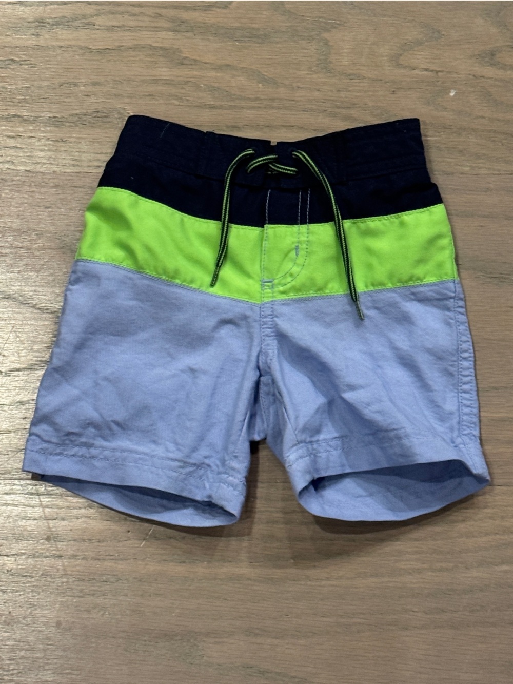 Janie and Jack Light Blue, Lime and Navy Kids Swim Trunks